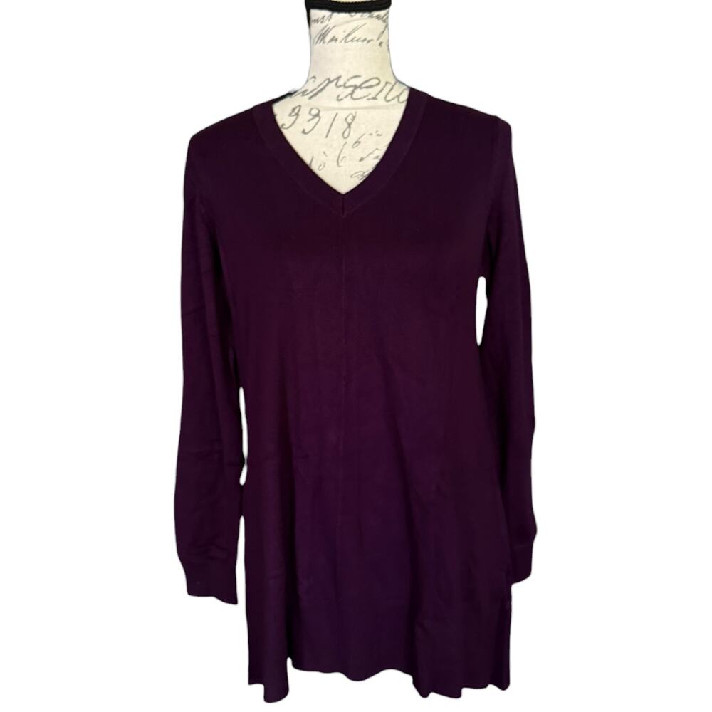 DKNY Jeans Purple V Neck Long Sleeve Sweater Size Small